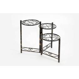 Ore International 3 Tier Heart Clover Round Plant Stand Metal