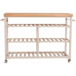 Hillsdale Furniture Kennon Kitchen Cart with Natural Top Trolley Table