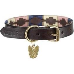 Shires Drover Polo Dog Collar Navy/Pink/Natural