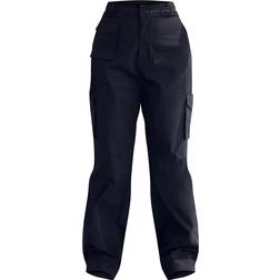 PrettyLittleThing Pocket Front Cargo Straight Leg Trousers Plus Size - Black