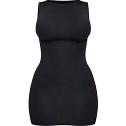 PrettyLittleThing Shape Slinky Straight Neck Sleeveless Bodycon Dress - Black