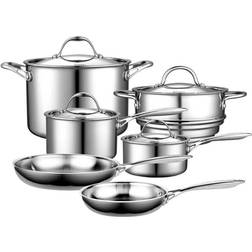 Cooks Standard Multi-Ply Stainless-Steel 10-Piece Cookware Set with lid