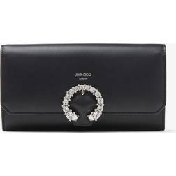 Jimmy Choo Buckle Lambskin Wallet with Chain Black/Silver