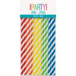 Unique Party 63686 63686 Papierstrohhalme farbig gestreift 40 Stück