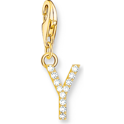 Thomas Sabo Charmista Gold Plated Zirconia Letter Y Charm Pendant 1988-414-14