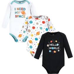 Hudson Baby Cotton Long-Sleeve Bodysuits 3-pack - Happy Planets