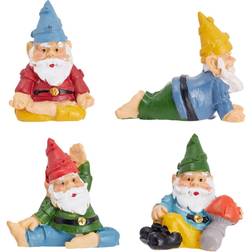 Juvale 4 Pieces Mini Garden Gnome Statue Yoga