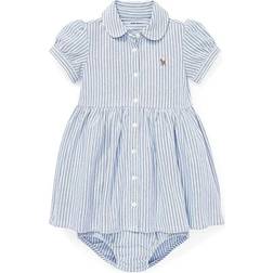 Polo Ralph Lauren Baby Girls Striped Knit Oxford Dress Blue Blue