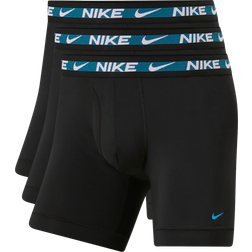 Nike Mens Blk/blue/frey Logo-waistband Pack of Three Stretch-recycled Polyester Boxers