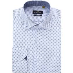 Men's Business Geometric Long Sleeve Button Down Shirt White White