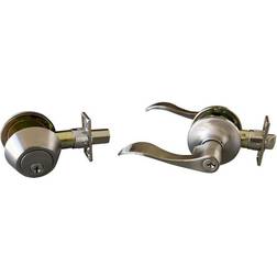 Design House Stratford Wave Satin Steel Entry Lever Deadbolt