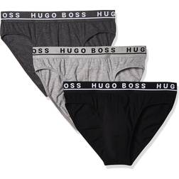 Hugo Boss Men's 3-Pack Classic Regular Fit Stretch Briefs, Gray/Charcoal/Black