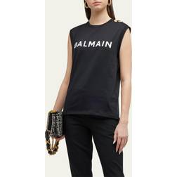 Balmain Black Printed Tank Top Eab Noir/Blanc Eab