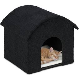 Relaxdays Cat Cave, Foldable, Fluffy, Sleeping Place Scratching