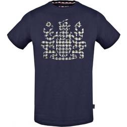 Aquascutum Check Aldis Crest T-shirt - Navy Blue