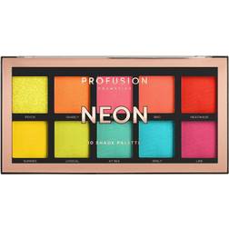 ProFusion cosmetics neon 10 shade palette, multicolour