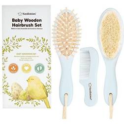 Baby Hair Brush, Natural Wooden Cradle Cap Brush with Soft Goat Bristle, Perfect Baby Hair Brush Set Frost Frost