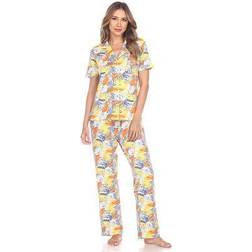 White Mark Women's Tropical Print Pajama Set, Medium