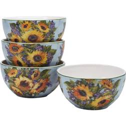 Certified International Sunflower Bouquet Set 4 Ice Cream Dessert Bowl