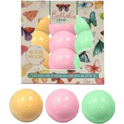 Puckator of 9 butterfly house floral garden mini bath bombs with almond oil gift