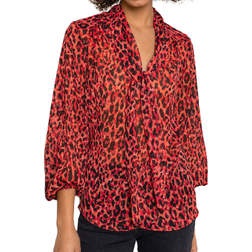 Dusk Animal Tie Detail Chiffon Blouse - Red