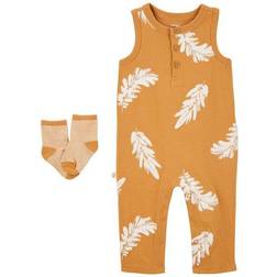 Carter's Baby Boys Feather Jumpsuit and Socks, Piece Set Yellow Yellow