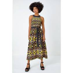 Roman Geometric Print Halter Neck Maxi Dress