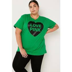 PINK Campus Short Sleeve Tee, Green, Women's Tops