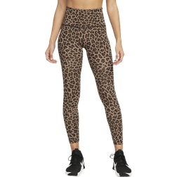 Nike Women's High Waisted Printed Leggings - Archaeo Brown/White