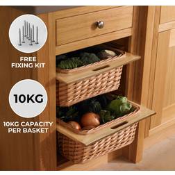 Kukoo 3 x Pull out Wicker Basket Drawer 500mm Kitchen Storage Solution Brown