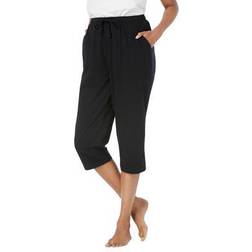 Dreams & Co Women's Knit Sleep Capri Plus Size - Black