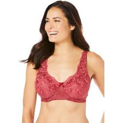 Amoureuse Plus Women's Embroidered Underwire Bra in Classic Red Size DDD