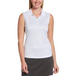 Callaway Sleeveless Essential Solid Knit Polo Brilliant White Women's Clothing White Women's 14-16