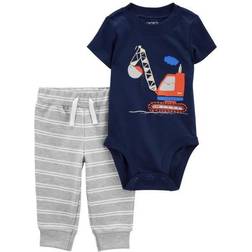 Carter's Baby Construction Bodysuit Pant 2-piece Set - Grey/Navy