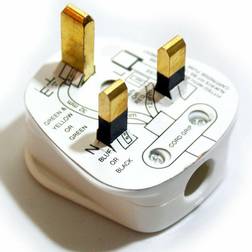 Loops White 3 pin uk mains plugs 13a 240v bsi approved fuse/fused power wall