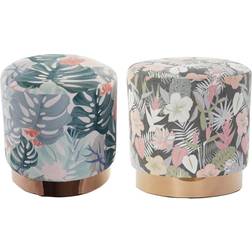 Dkd Home Decor Metal Multicolour Tropical Foot Stool