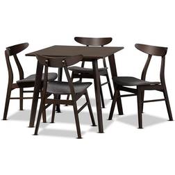 Baxton Studio FIESTA-IRON/COFFEE OAK-5PC Dining Set 2