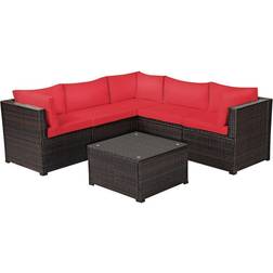 Costway 6PCS Sectional Cushioned Deck Outdoor Lounge Set