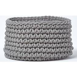 Homescapes Grey Cotton Knitted Round Storage Basket