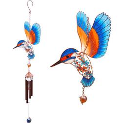 Something Different Kingfisher Blue/Red Metal & Glass Windchime