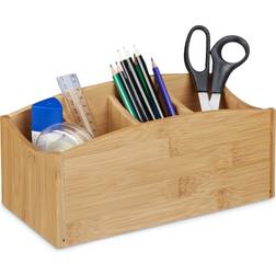 Relaxdays Bamboo Desk Organiser, Pencil Holder