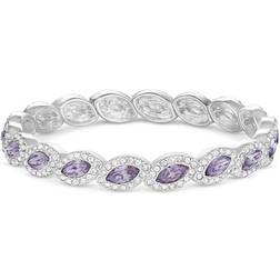 Jon Richard Silver Plated Lavender And Crystal Navette Stretch Bracelet