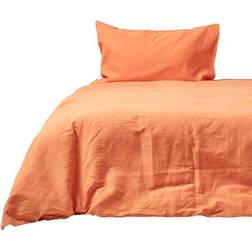 Homescapes Single, Burnt Luxury Soft Linen Duvet Cover Orange