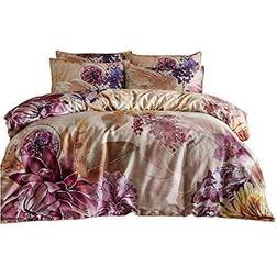 Paoletti Saffa Thread Count Duvet Cover Purple, Beige