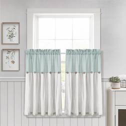 Lush Decor Linen Button Kitchen Tier Window