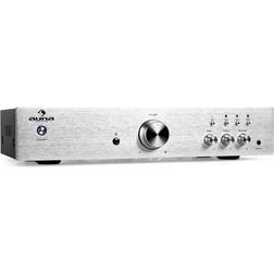 Auna Stereo amplifier power hi fi brushed stainless steel remote control 600 w silver