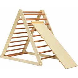 Costway Foldable Wooden Climbing Triangle for Toddler Baby, Beige