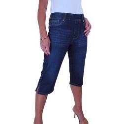 Elasticated Waist Below Knee Jogger Style Jeggings - Dark Faded Blue