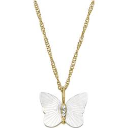 Fossil Butterfly Chain Necklace - Gold/Mother of Pearl/Transparent