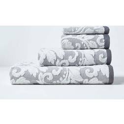 Homescapes Damask 600 Bath Towel Silver